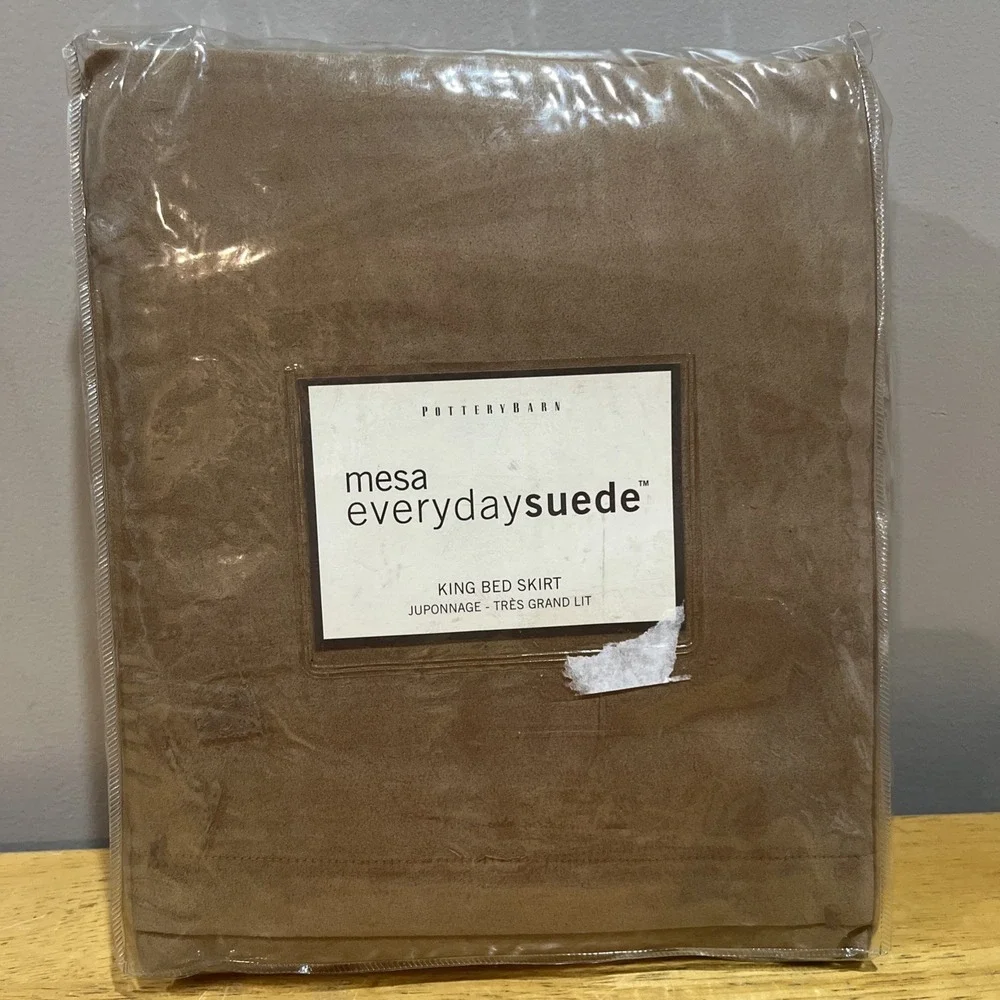 Pottery‎ Barn Mesa Everyday Suede King Brown Bed Skirt New